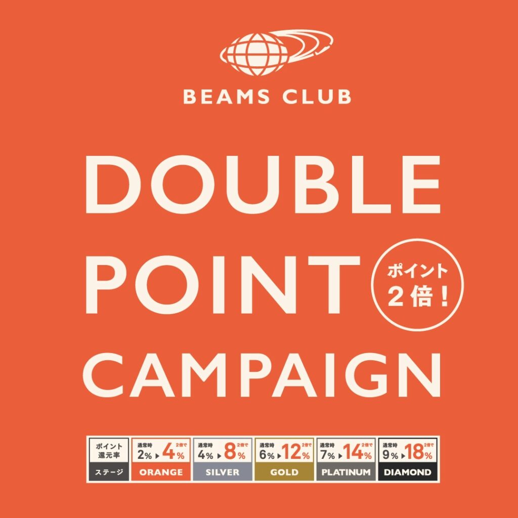 BEAMS CLUB 会員特典【ダブルポイントキャンペーン】開催中