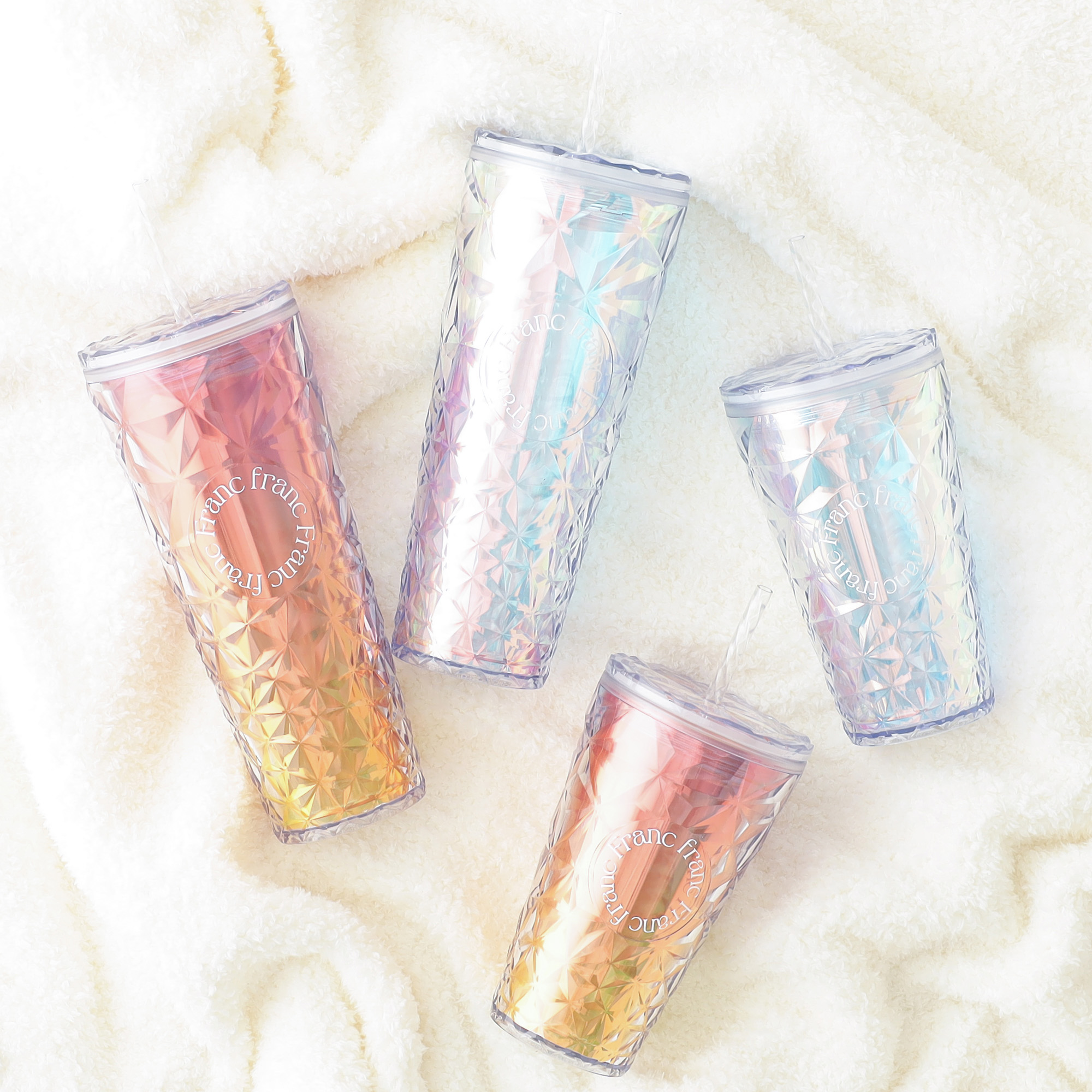 Francfranc　＼再入荷📢！／クリスタルのようにキラキラなストロー付きタンブラー✨