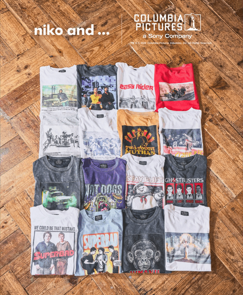 niko and…× コロンビア・ピクチャーズヴィンテージライクに施した、大人のためのムービーTシャツが販売開始!